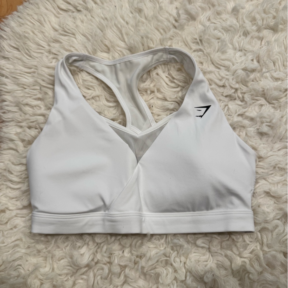 GYMSHARK white crossover mesh sports bra size small